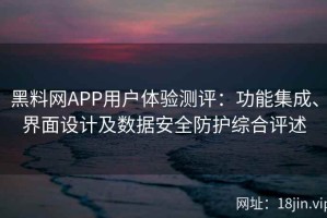黑料网APP用户体验测评：功能集成、界面设计及数据安全防护综合评述