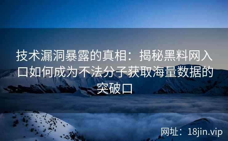技术漏洞暴露的真相:揭秘黑料网入口如何成为不法分子获取海量数据的突破口 技术漏洞暴露的真相:揭秘黑料网入口如何成为不法分子获取海量数据的突破口